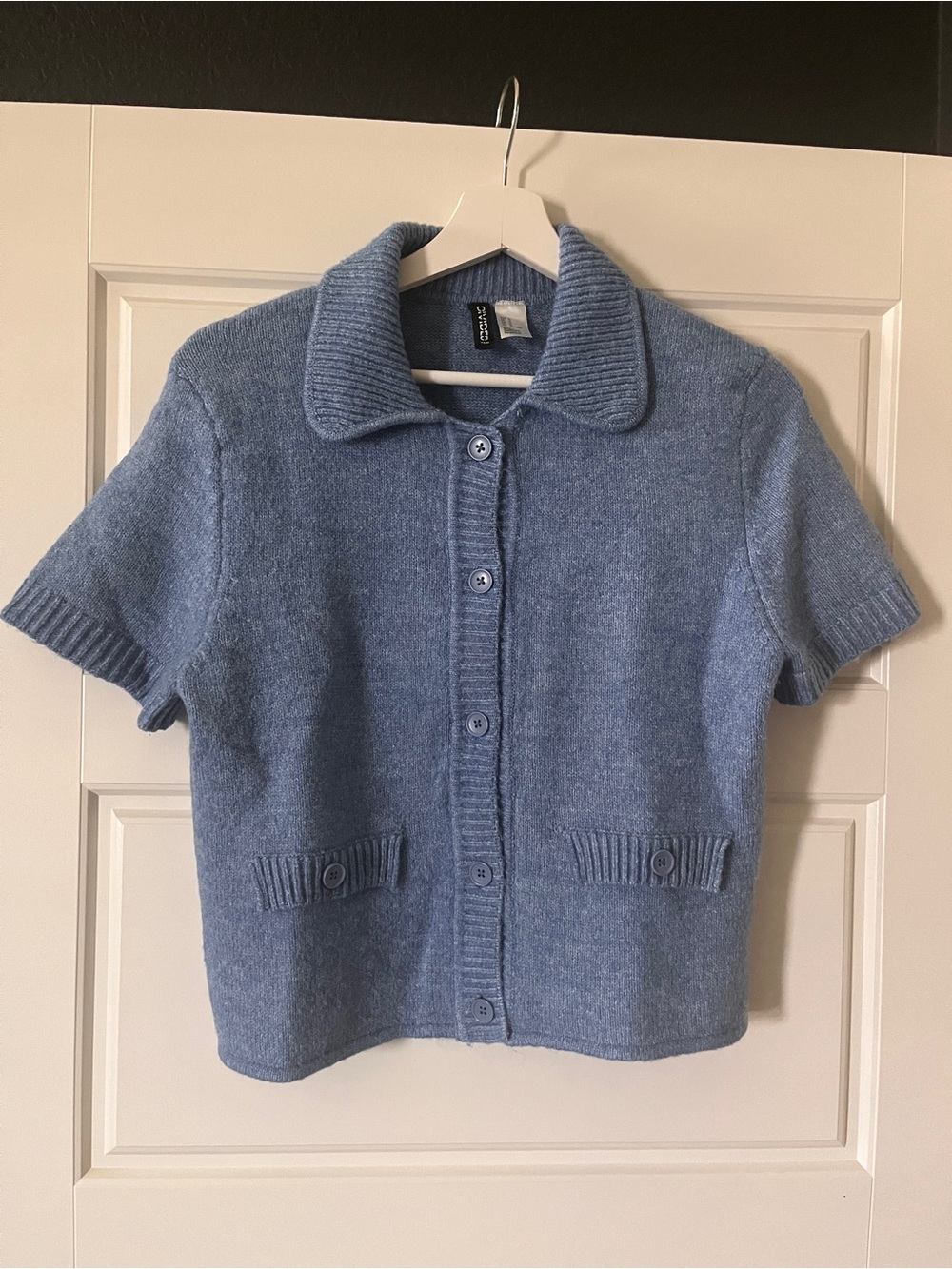 H&M Light Blue Short-Sleeve Button Cardigan